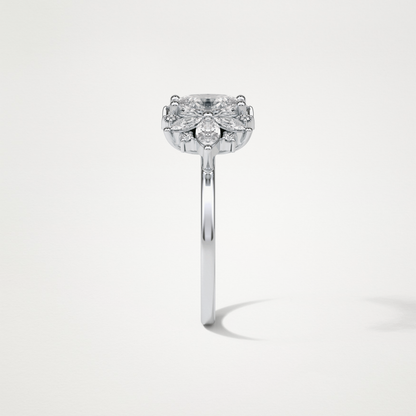 Oval Cluster Lab Grown Diamond Engagement Ring