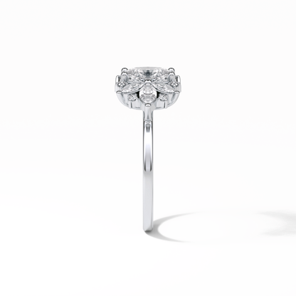 Oval Cluster Lab Grown Diamond Engagement Ring