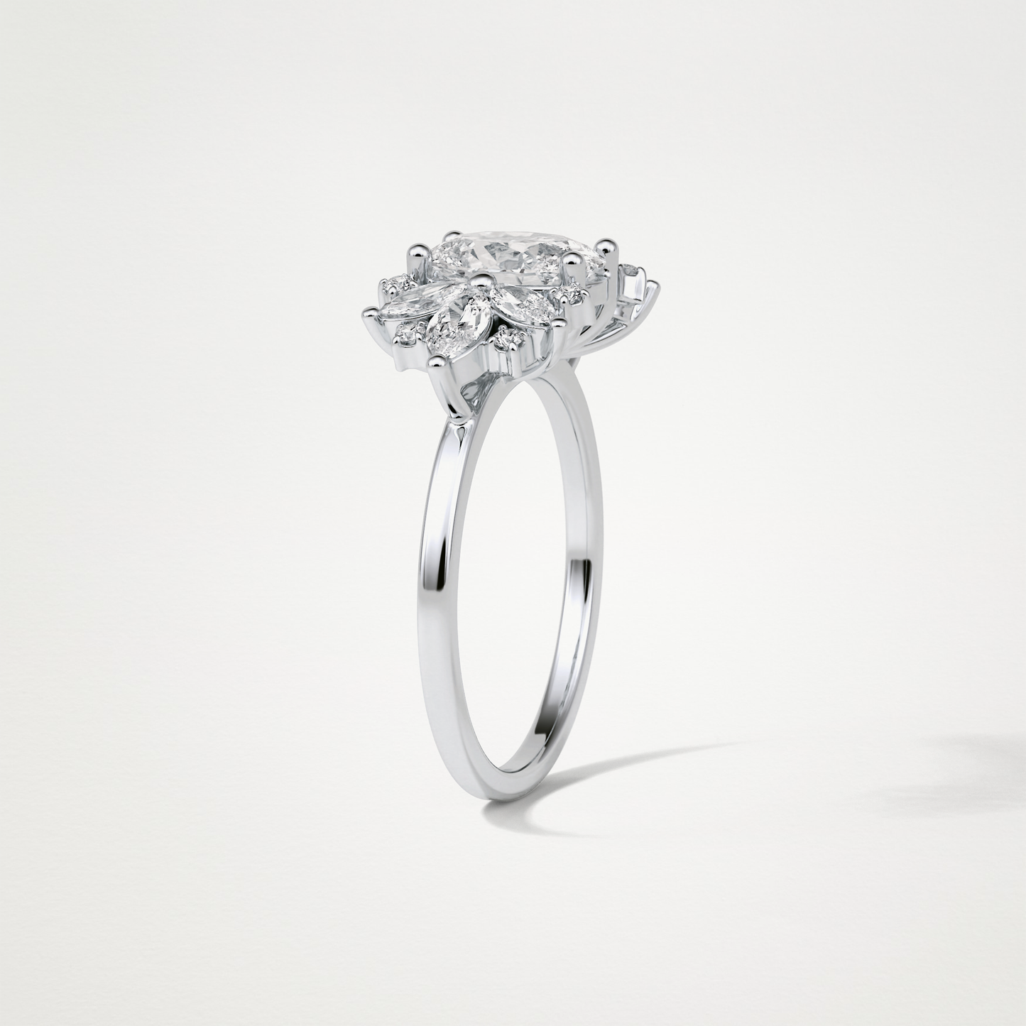 Oval Cluster Lab Grown Diamond Engagement Ring