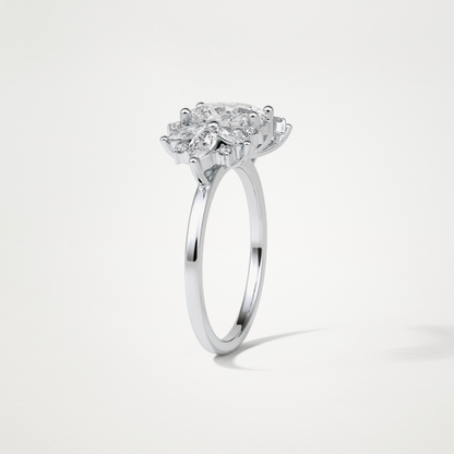 Oval Cluster Lab Grown Diamond Engagement Ring