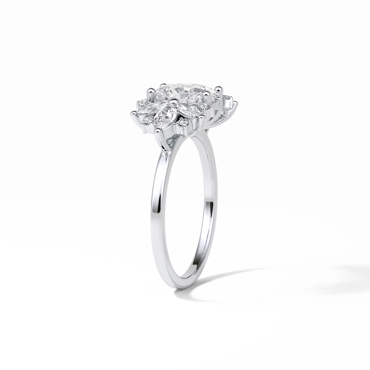 Oval Cluster Lab Grown Diamond Engagement Ring