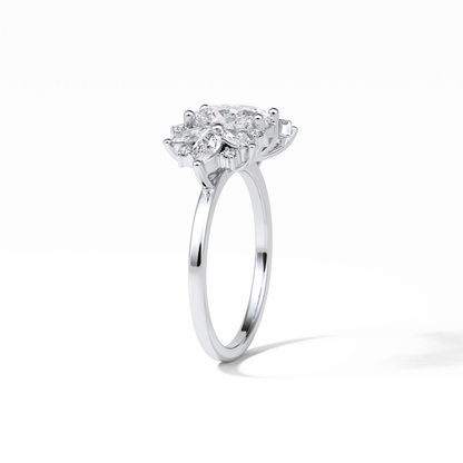 Oval Cluster Lab Grown Diamond Engagement Ring