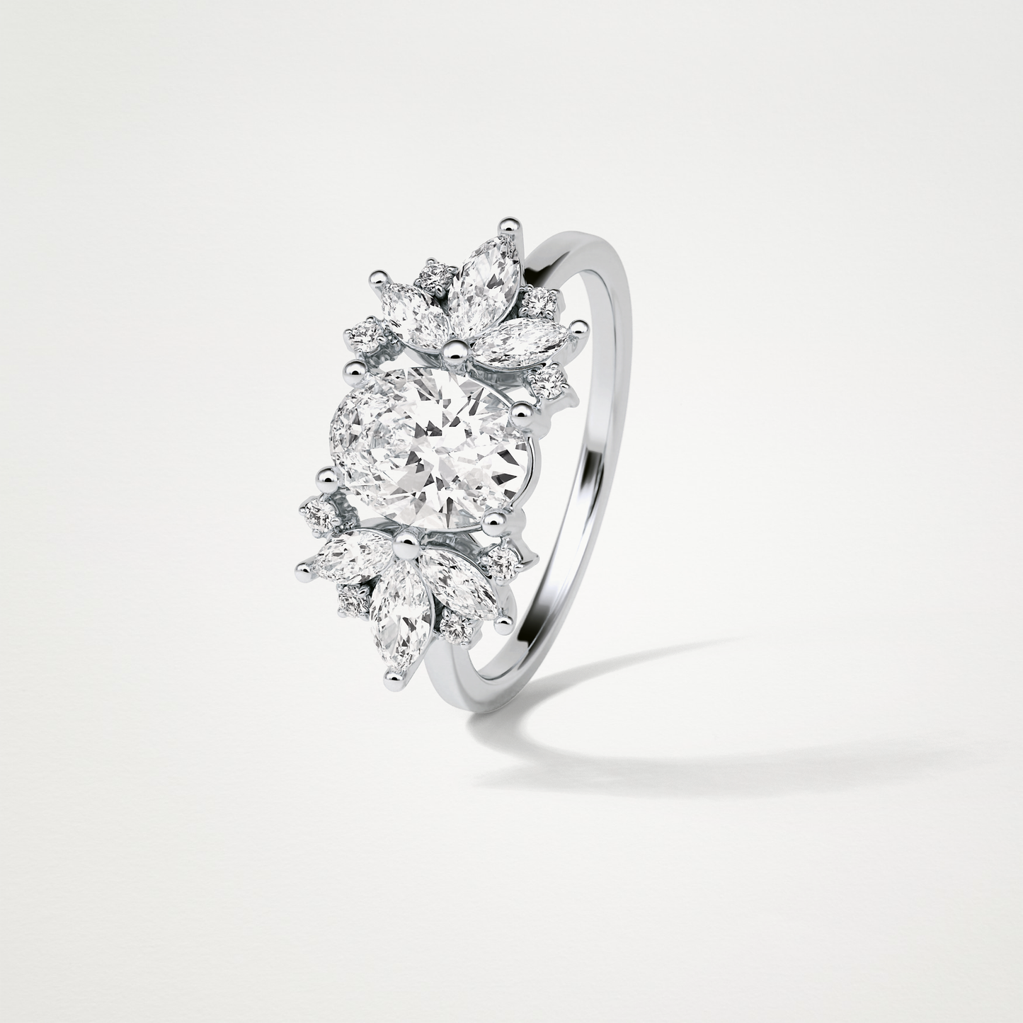 Oval Cluster Lab Grown Diamond Engagement Ring