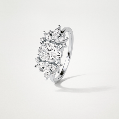 Oval Cluster Lab Grown Diamond Engagement Ring