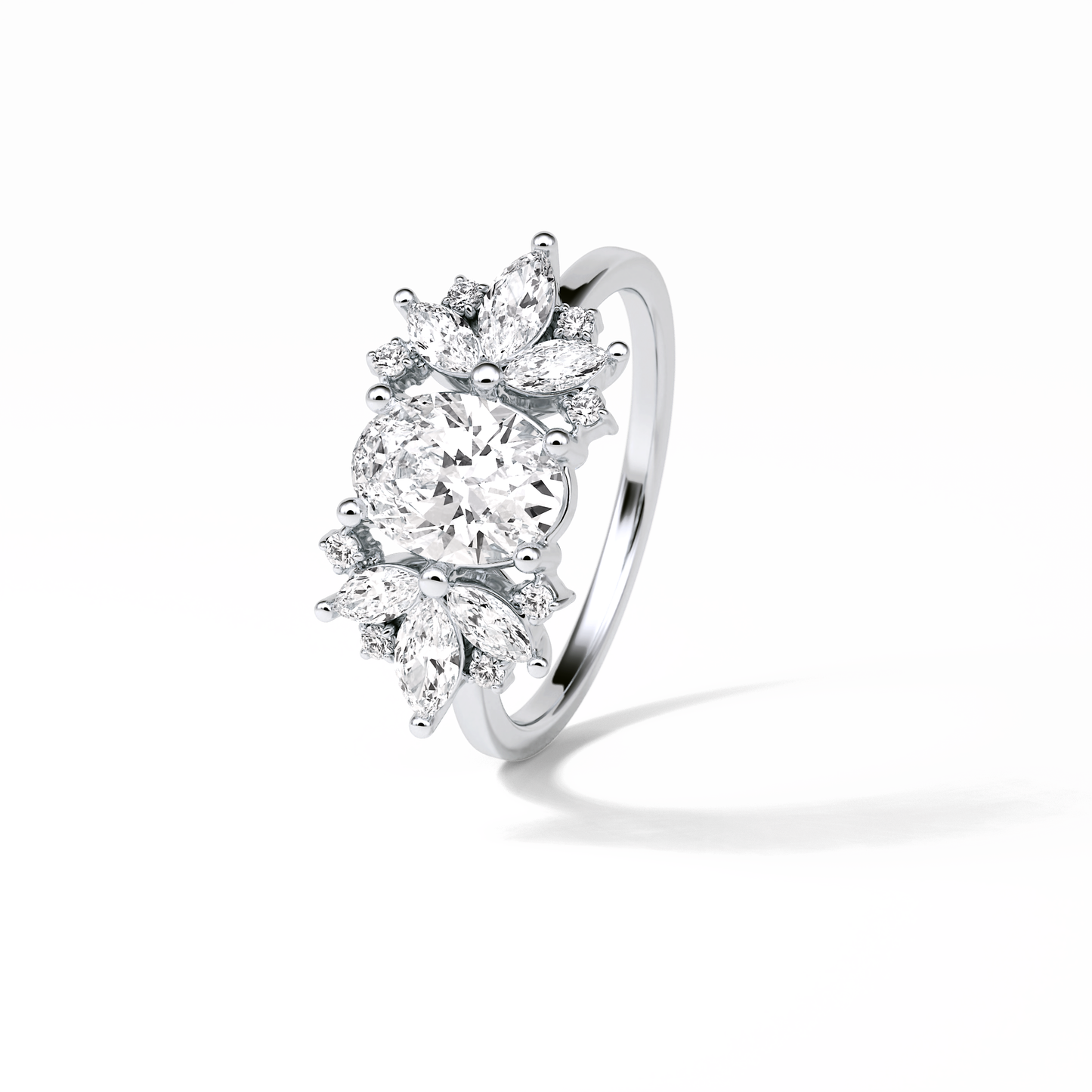 Oval Cluster Lab Grown Diamond Engagement Ring