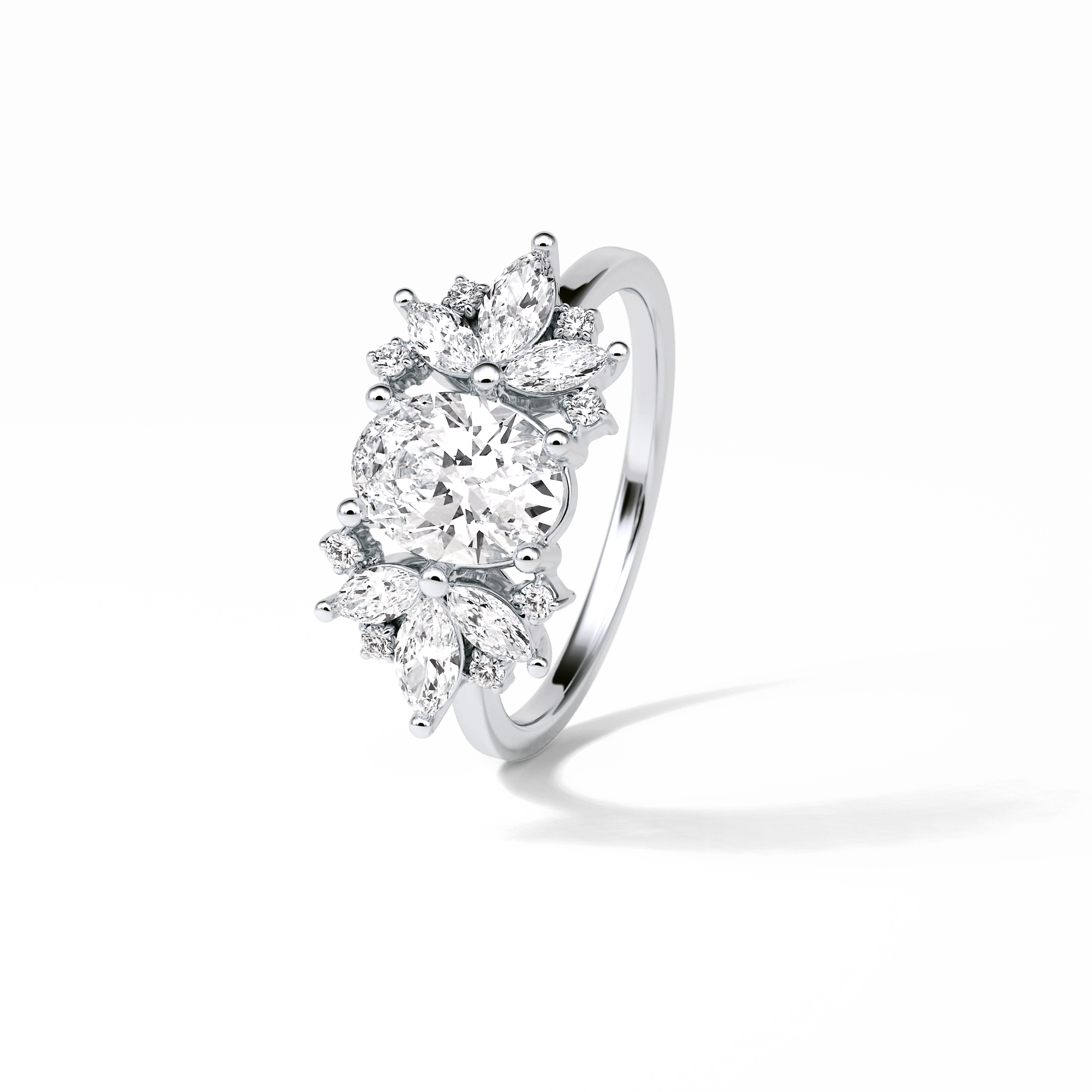 Oval Cluster Lab Grown Diamond Engagement Ring