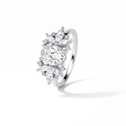 Oval Cluster Lab Grown Diamond Engagement Ring