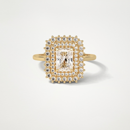 Radiant Double Halo Lab Grown Diamond Engagement Ring