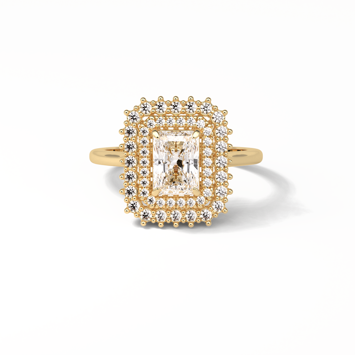 Radiant Double Halo Lab Grown Diamond Engagement Ring