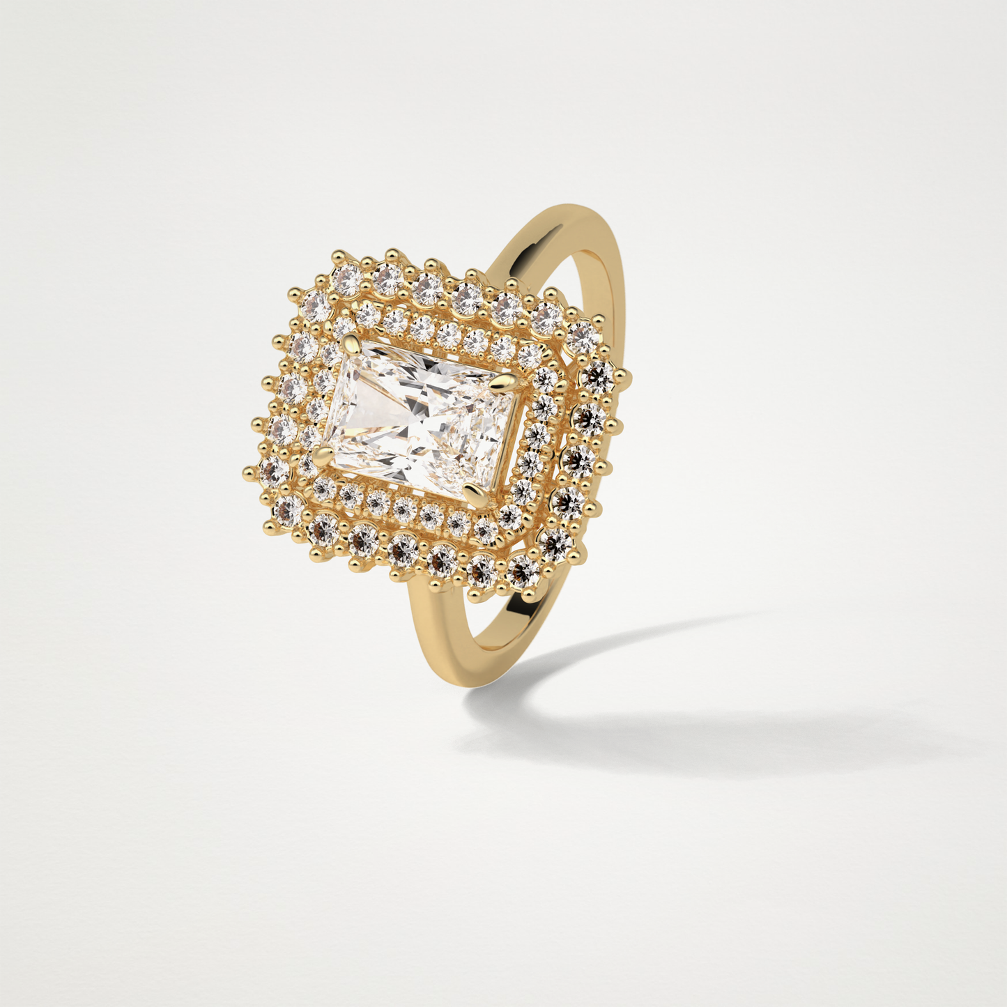 Radiant Double Halo Lab Grown Diamond Engagement Ring
