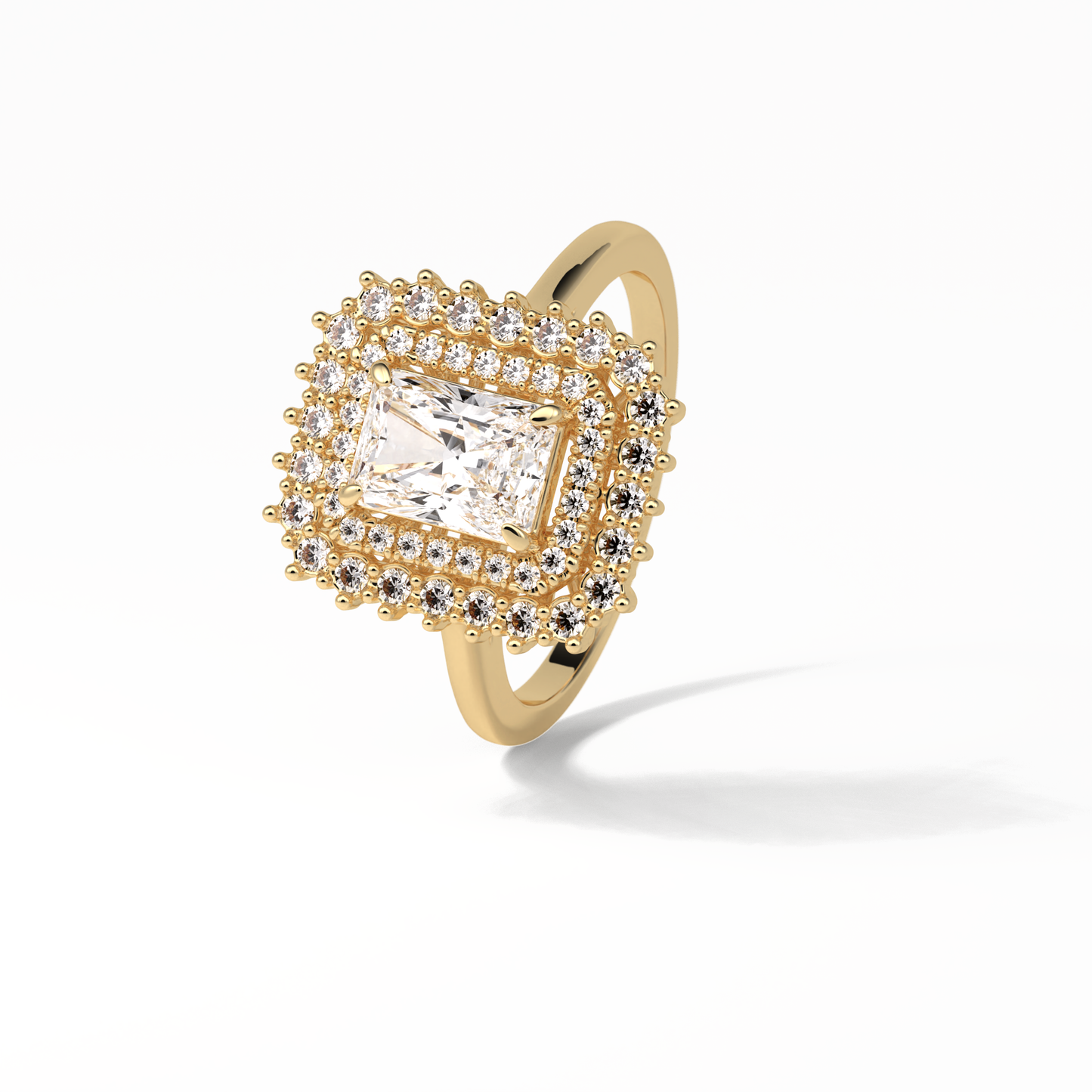Radiant Double Halo Lab Grown Diamond Engagement Ring