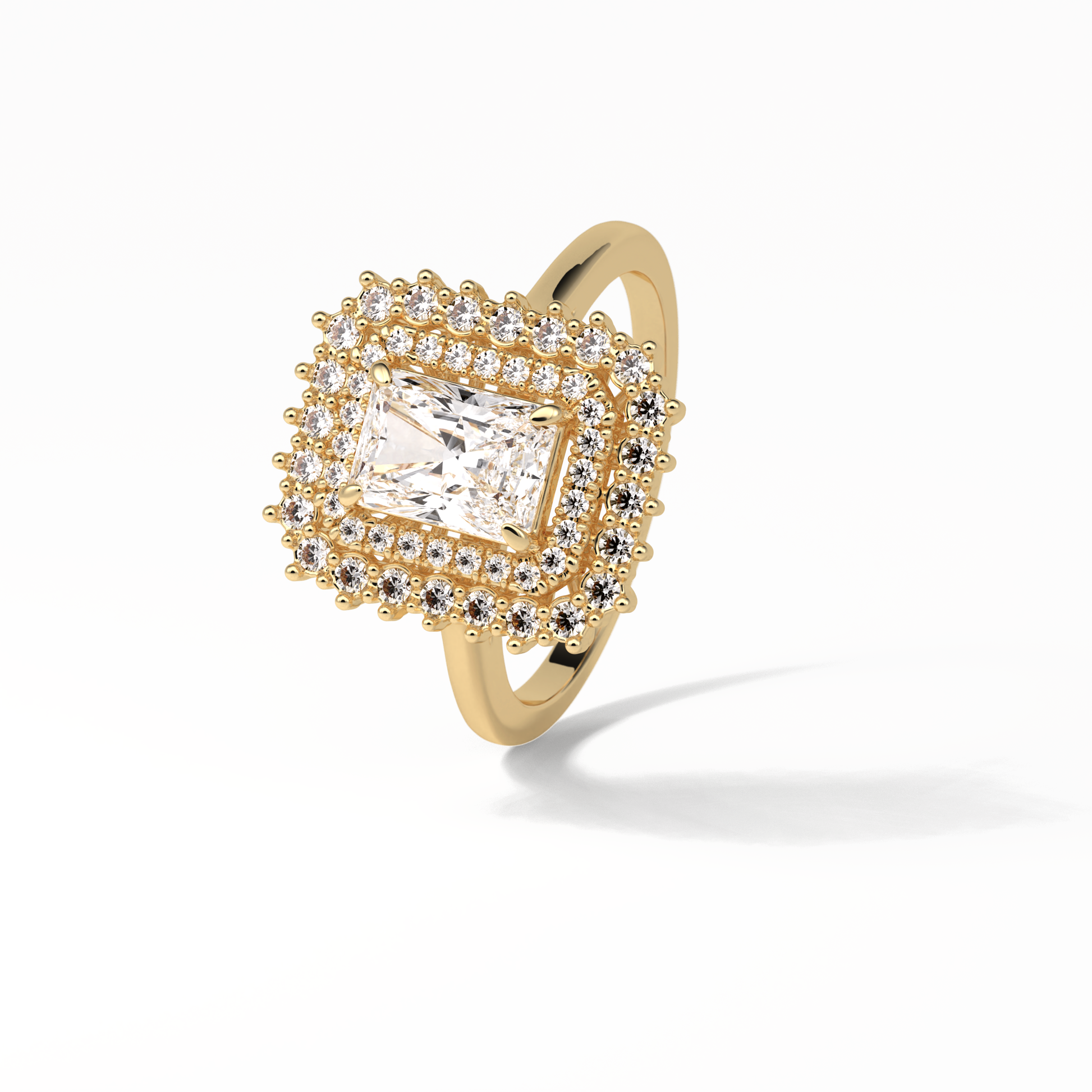 Radiant Double Halo Lab Grown Diamond Engagement Ring