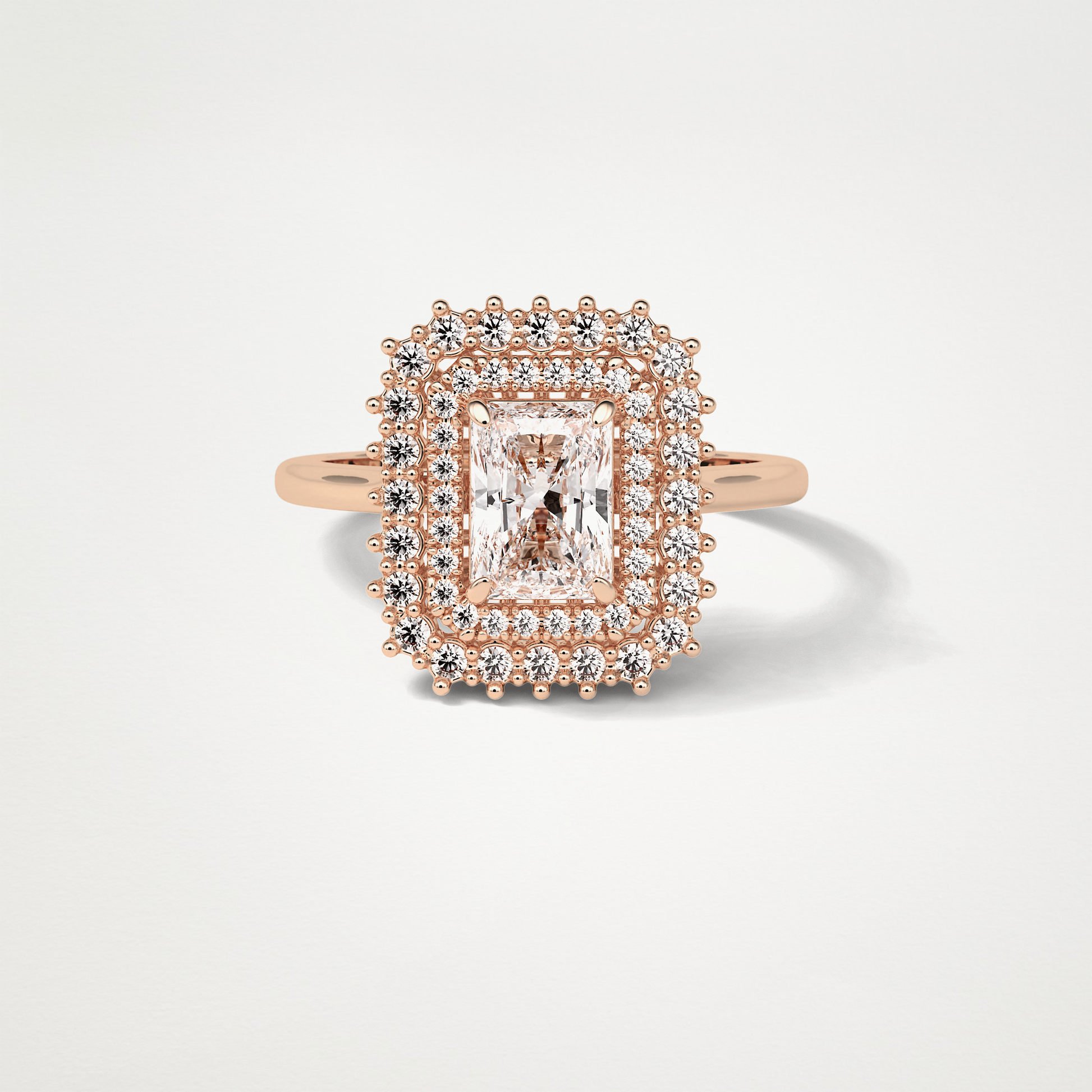 Radiant Double Halo Lab Grown Diamond Engagement Ring