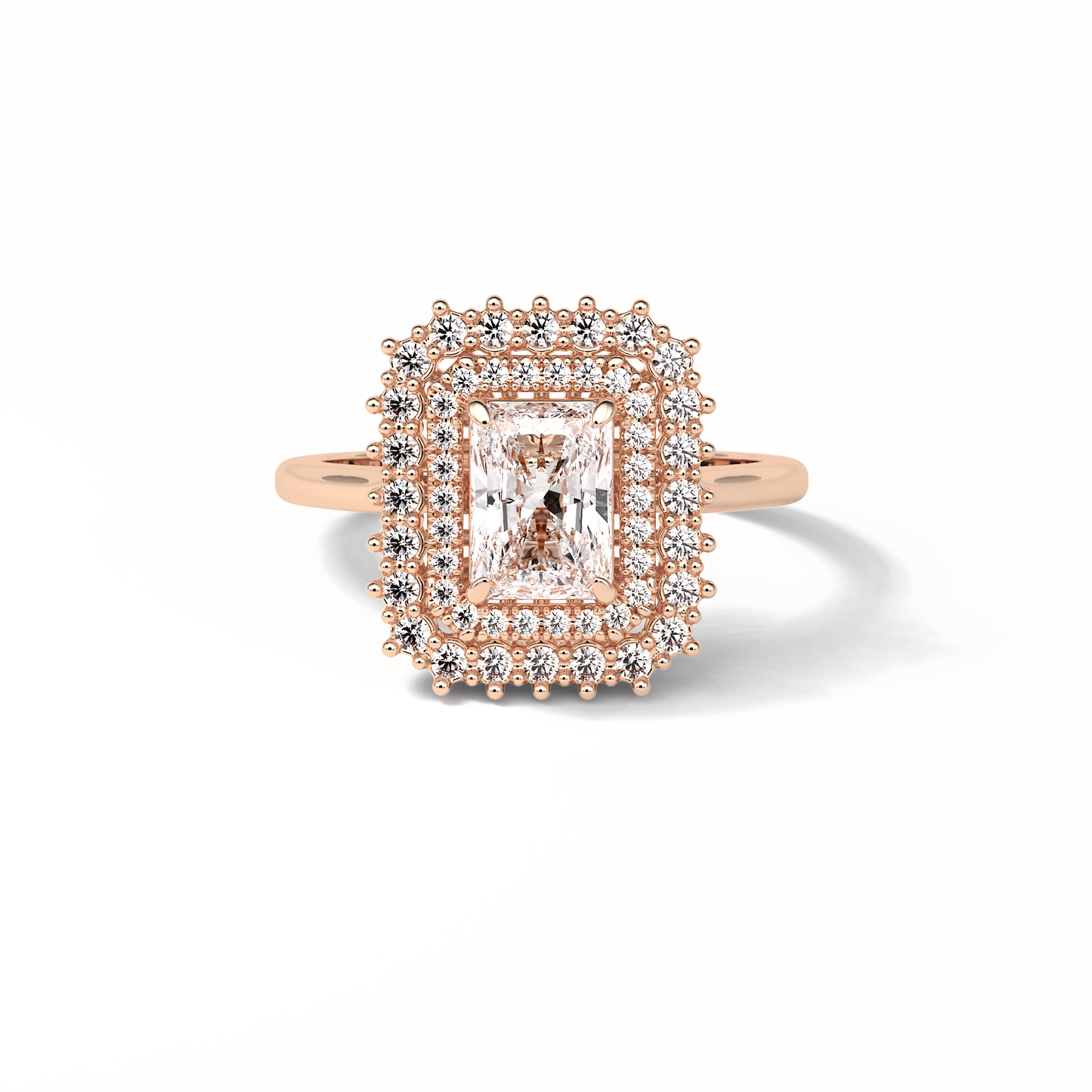 Radiant Double Halo Lab Grown Diamond Engagement Ring