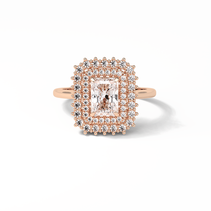 Radiant Double Halo Lab Grown Diamond Engagement Ring