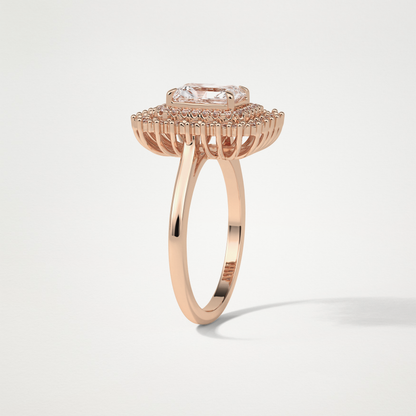 Radiant Double Halo Lab Grown Diamond Engagement Ring