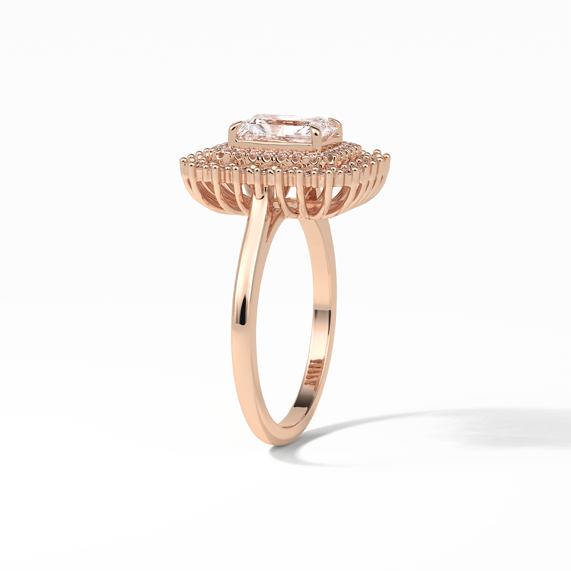 Radiant Double Halo Lab Grown Diamond Engagement Ring