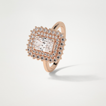 Radiant Double Halo Lab Grown Diamond Engagement Ring