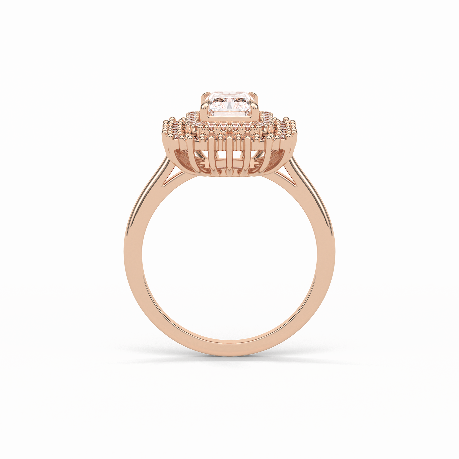 Radiant Double Halo Lab Grown Diamond Engagement Ring