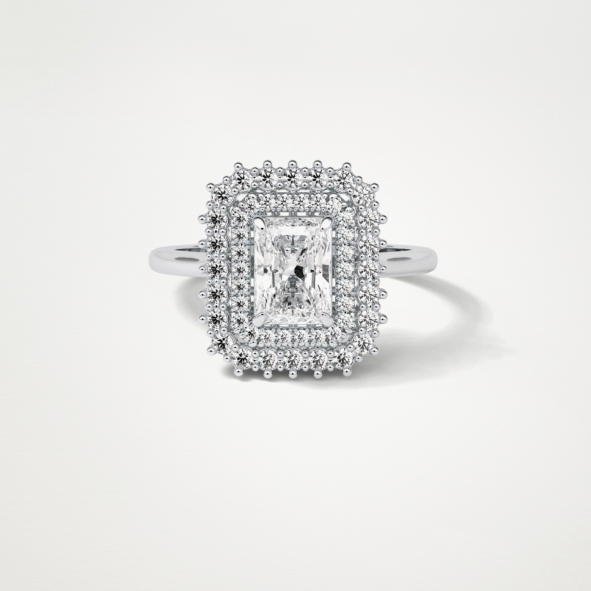 Radiant Double Halo Lab Grown Diamond Engagement Ring