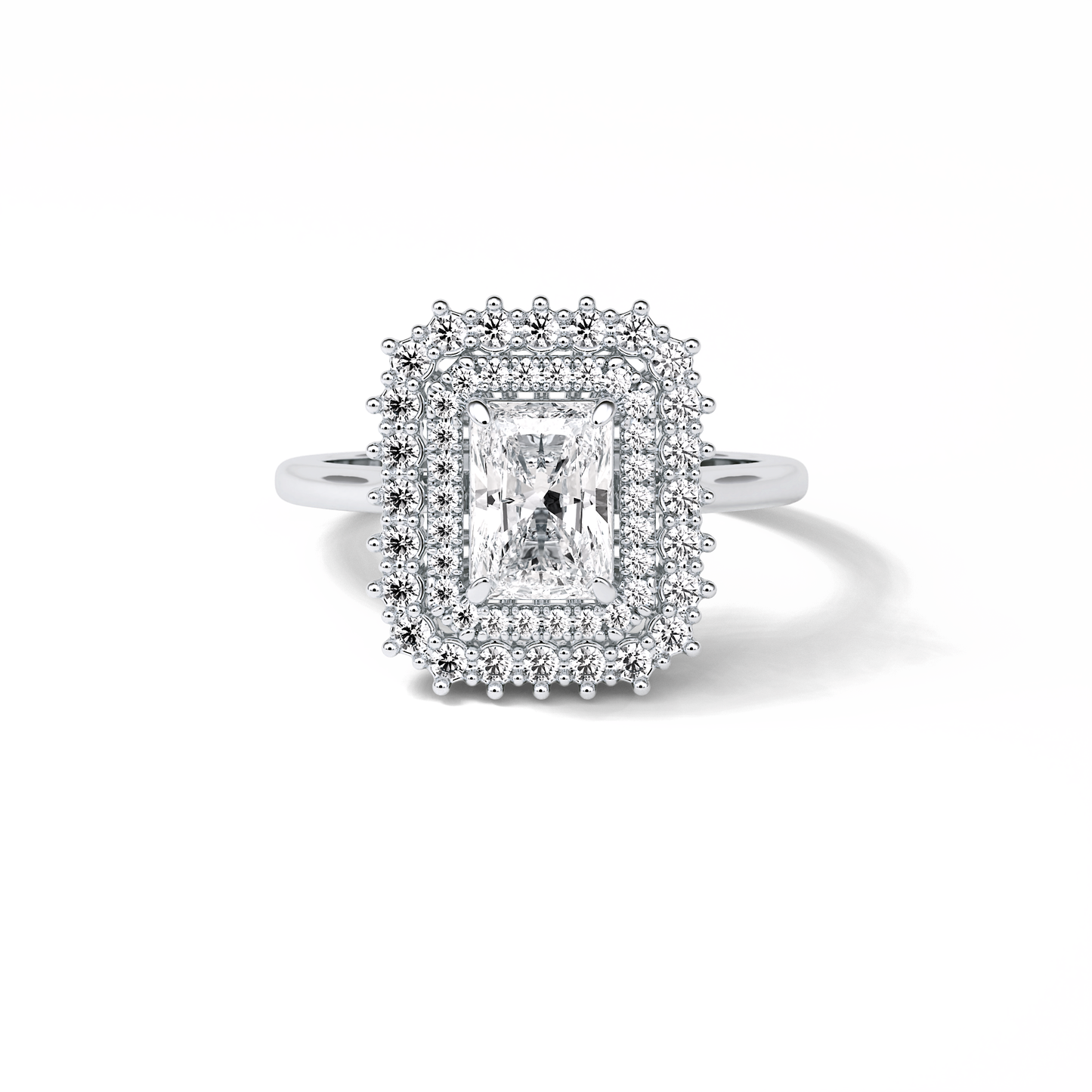 Radiant Double Halo Lab Grown Diamond Engagement Ring