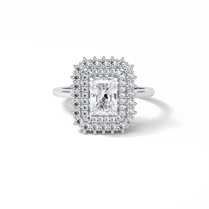 Radiant Double Halo Lab Grown Diamond Engagement Ring