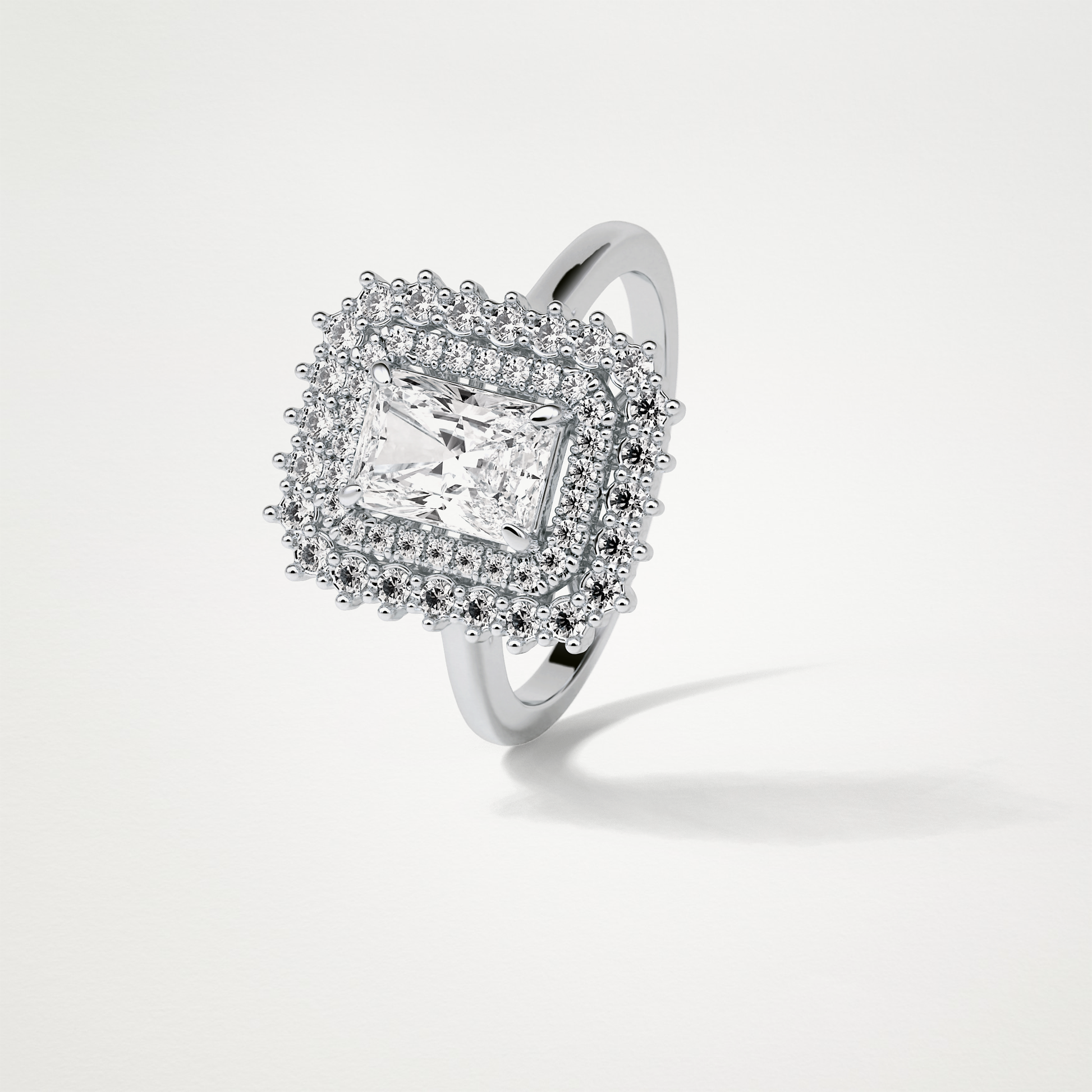 Radiant Double Halo Lab Grown Diamond Engagement Ring
