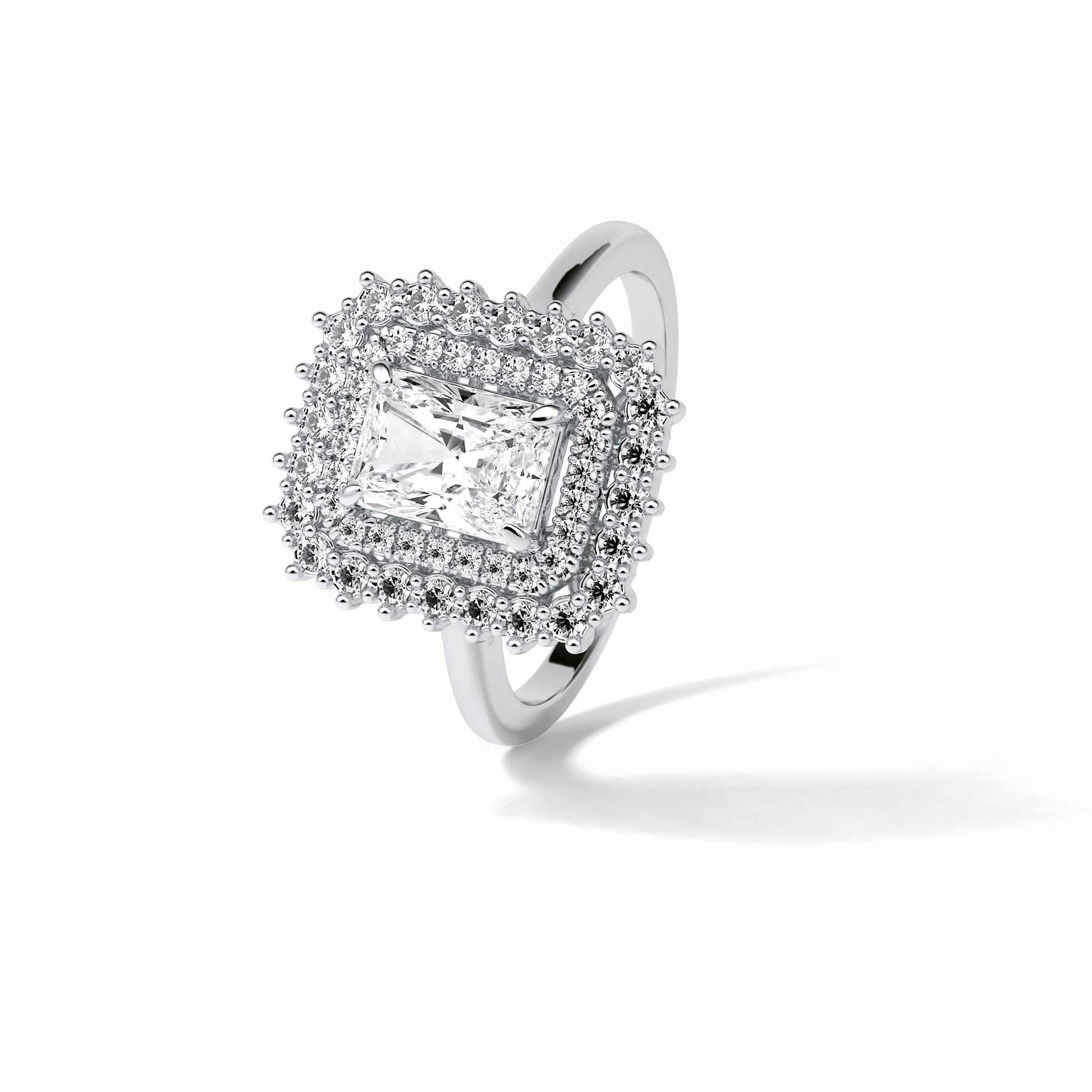 Radiant Double Halo Lab Grown Diamond Engagement Ring