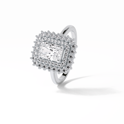 Radiant Double Halo Lab Grown Diamond Engagement Ring