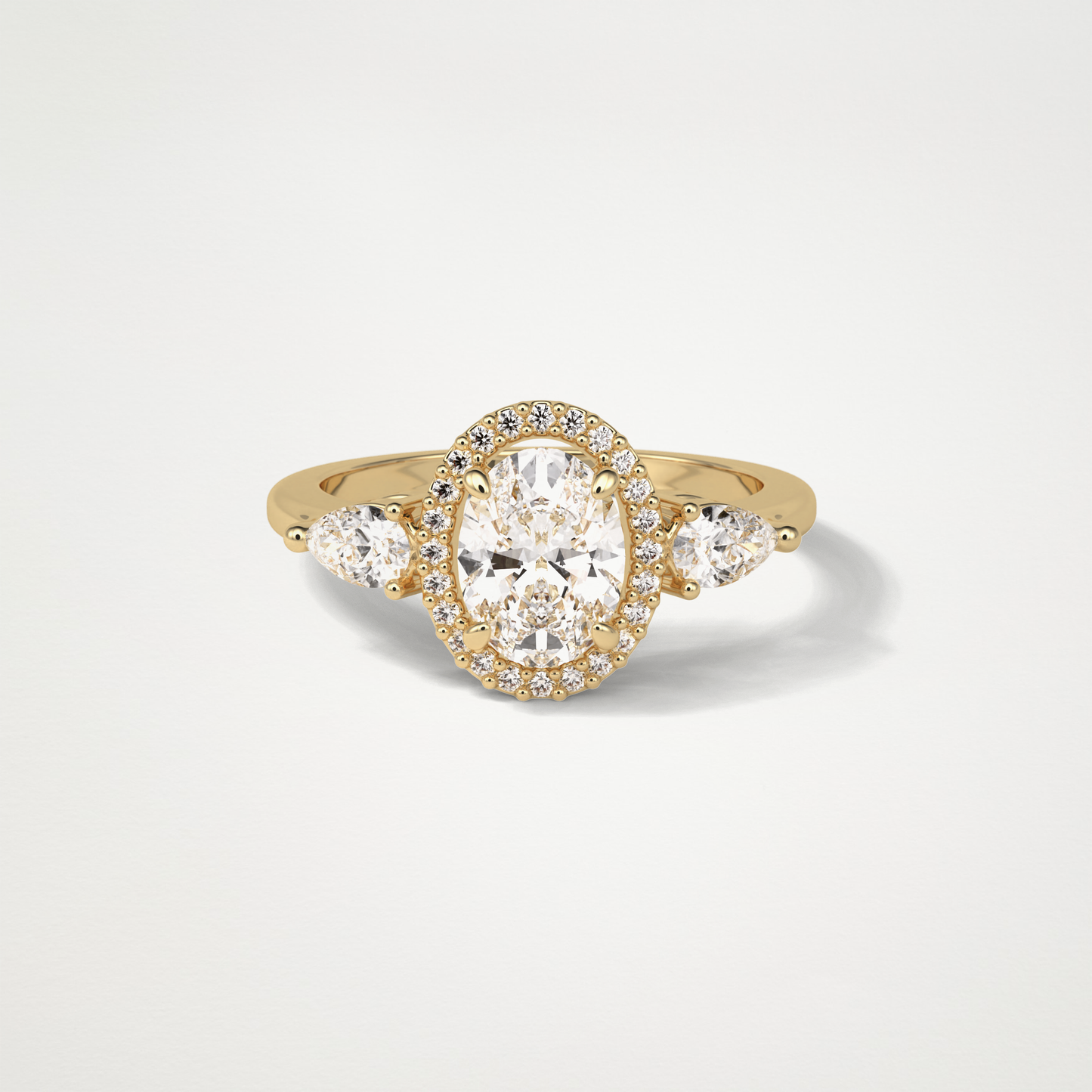 Oval Halo & Three Stones Lab Grown Diamond Engagement Ring