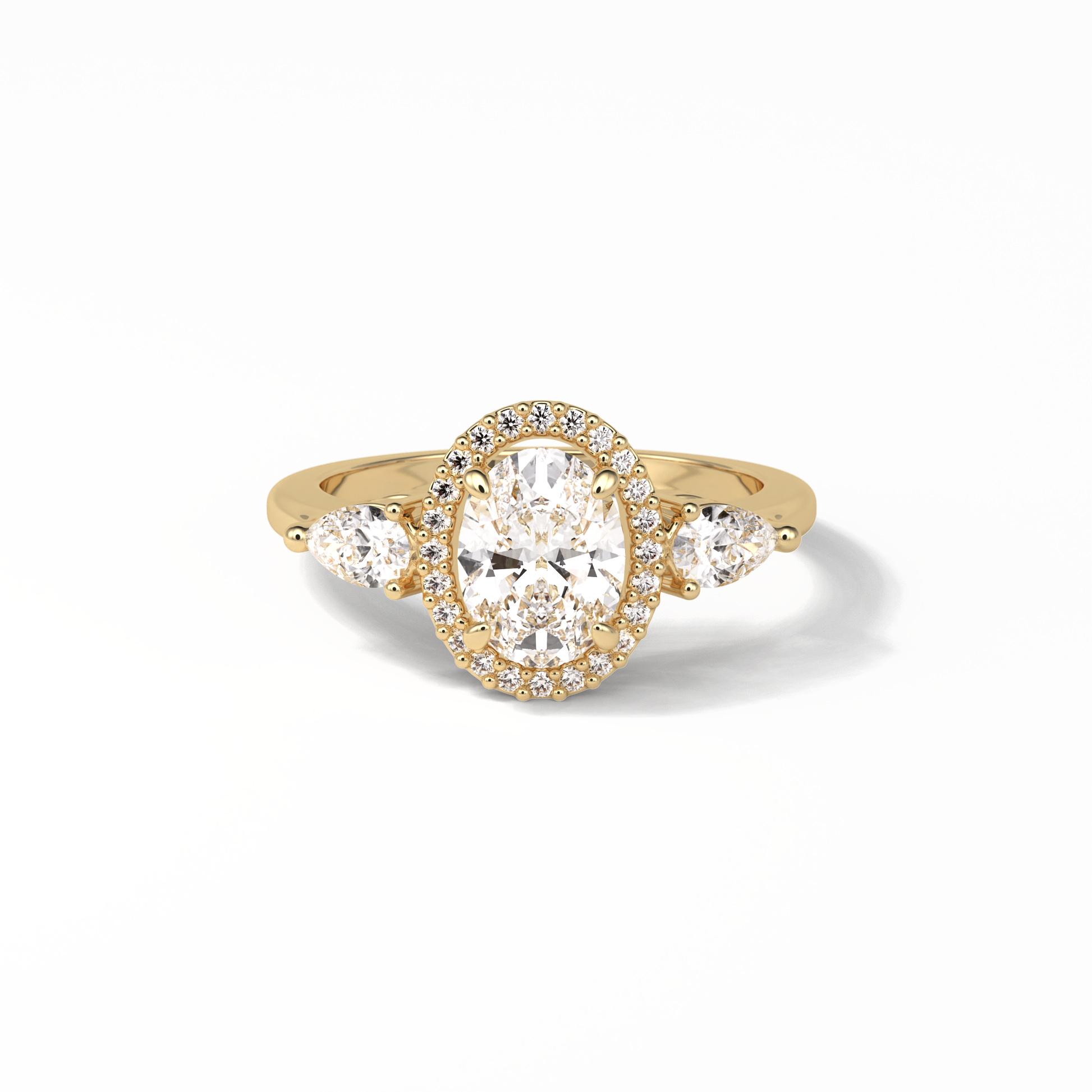 Oval Halo & Three Stones Lab Grown Diamond Engagement Ring