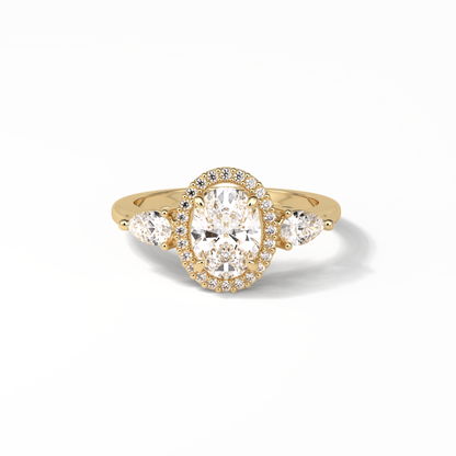 Oval Halo & Three Stones Lab Grown Diamond Engagement Ring
