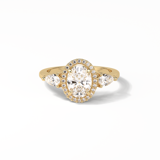 Oval Halo & Three Stones Lab Grown Diamond Engagement Ring