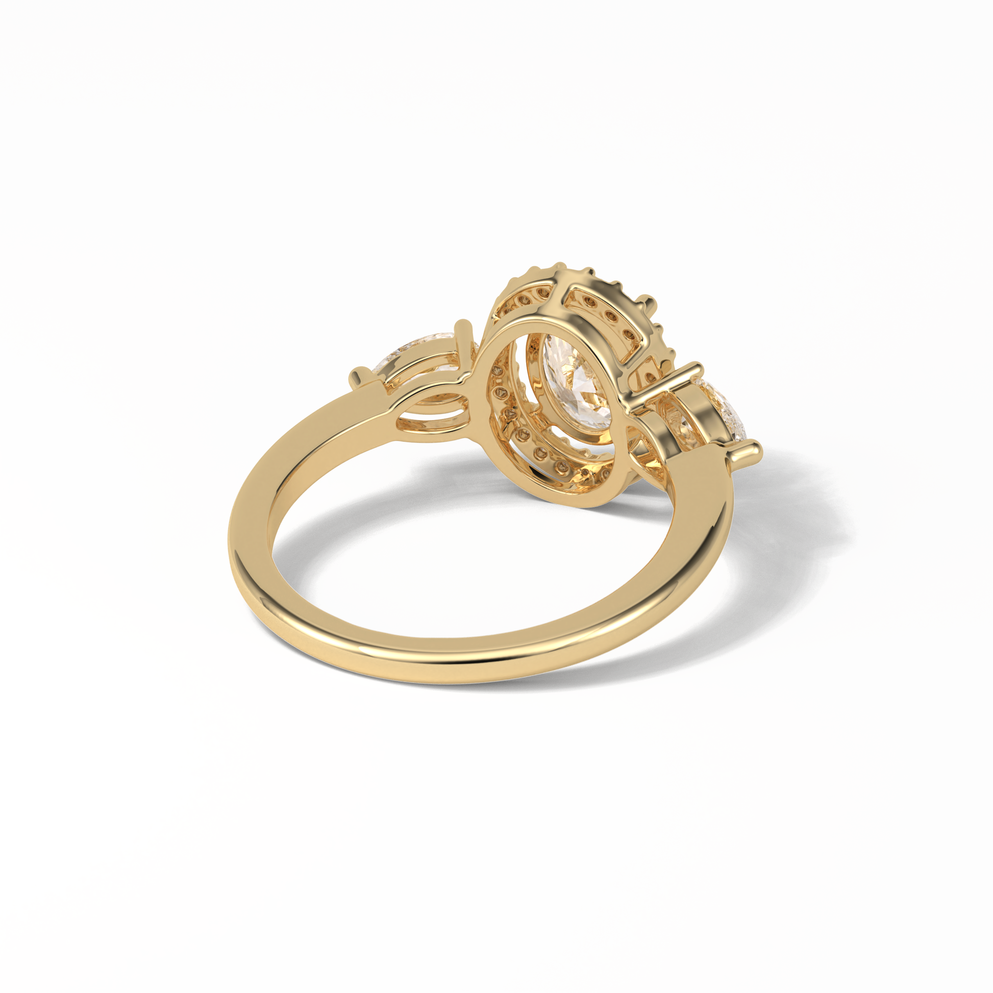 Oval Halo & Three Stones Lab Grown Diamond Engagement Ring