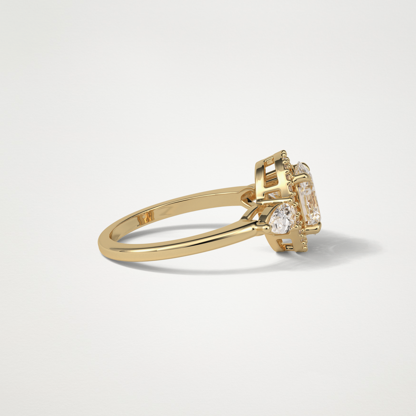Oval Halo & Three Stones Lab Grown Diamond Engagement Ring