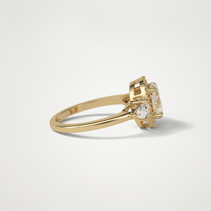 Oval Halo & Three Stones Lab Grown Diamond Engagement Ring