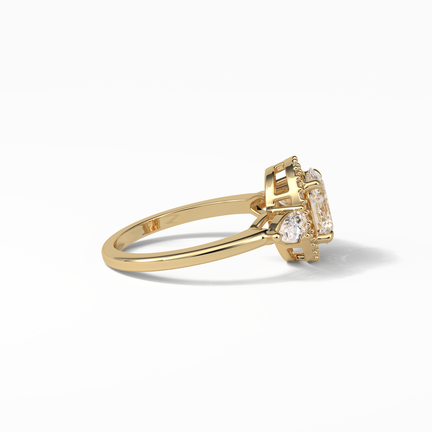 Oval Halo & Three Stones Lab Grown Diamond Engagement Ring