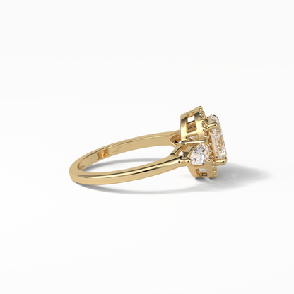 Oval Halo & Three Stones Lab Grown Diamond Engagement Ring