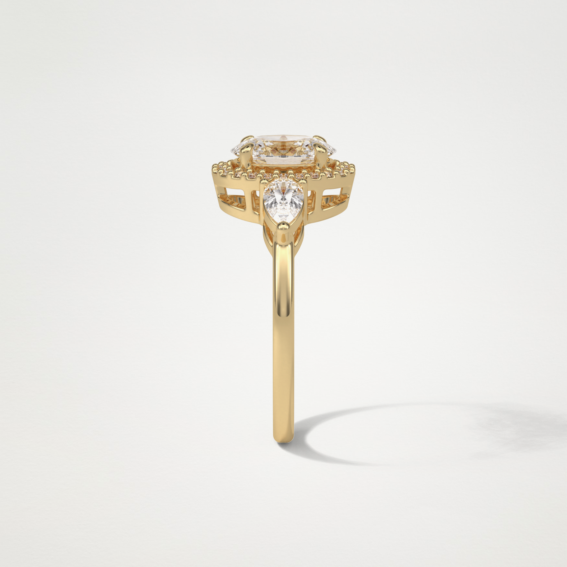 Oval Halo & Three Stones Lab Grown Diamond Engagement Ring