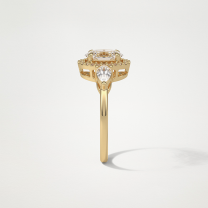 Oval Halo & Three Stones Lab Grown Diamond Engagement Ring