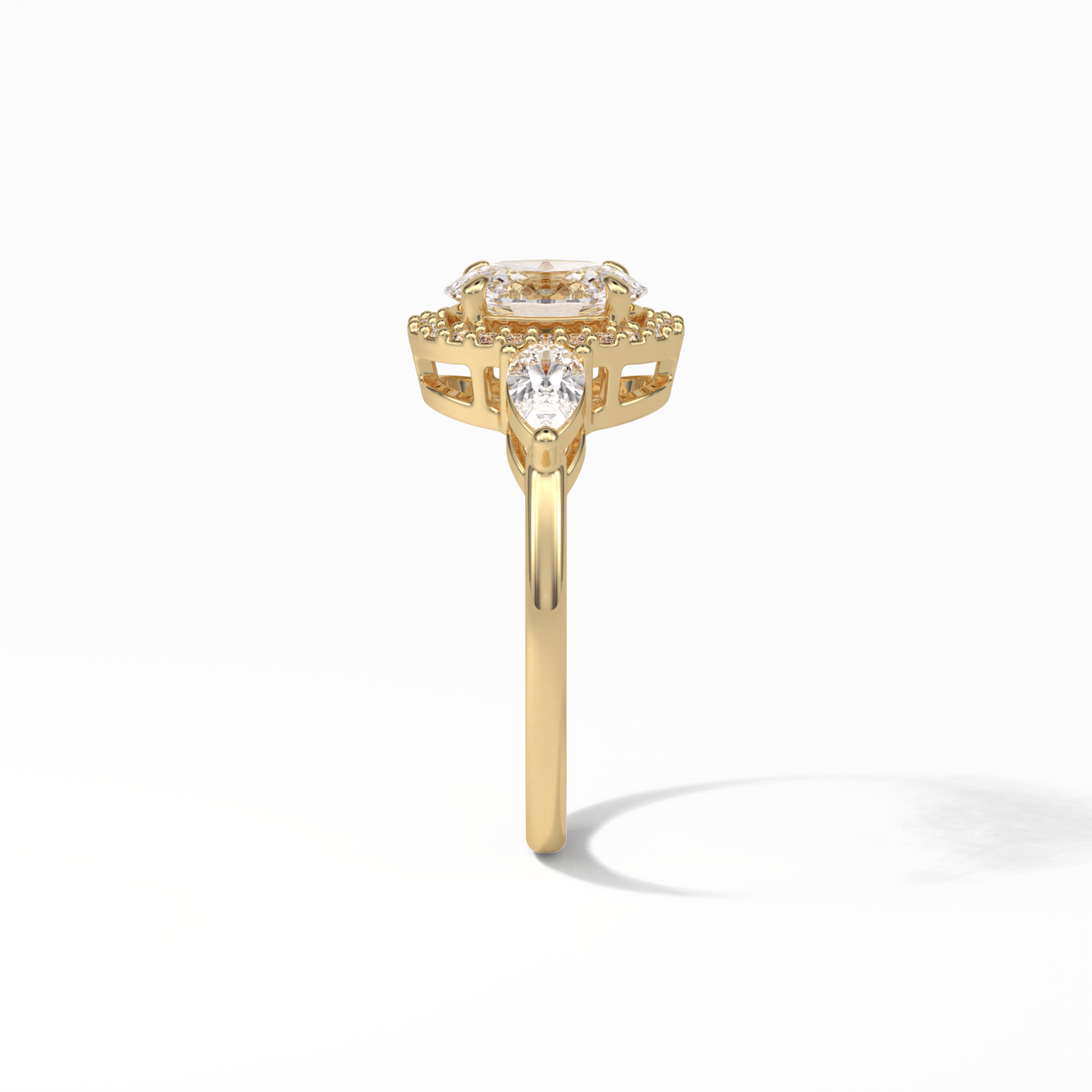 Oval Halo & Three Stones Lab Grown Diamond Engagement Ring