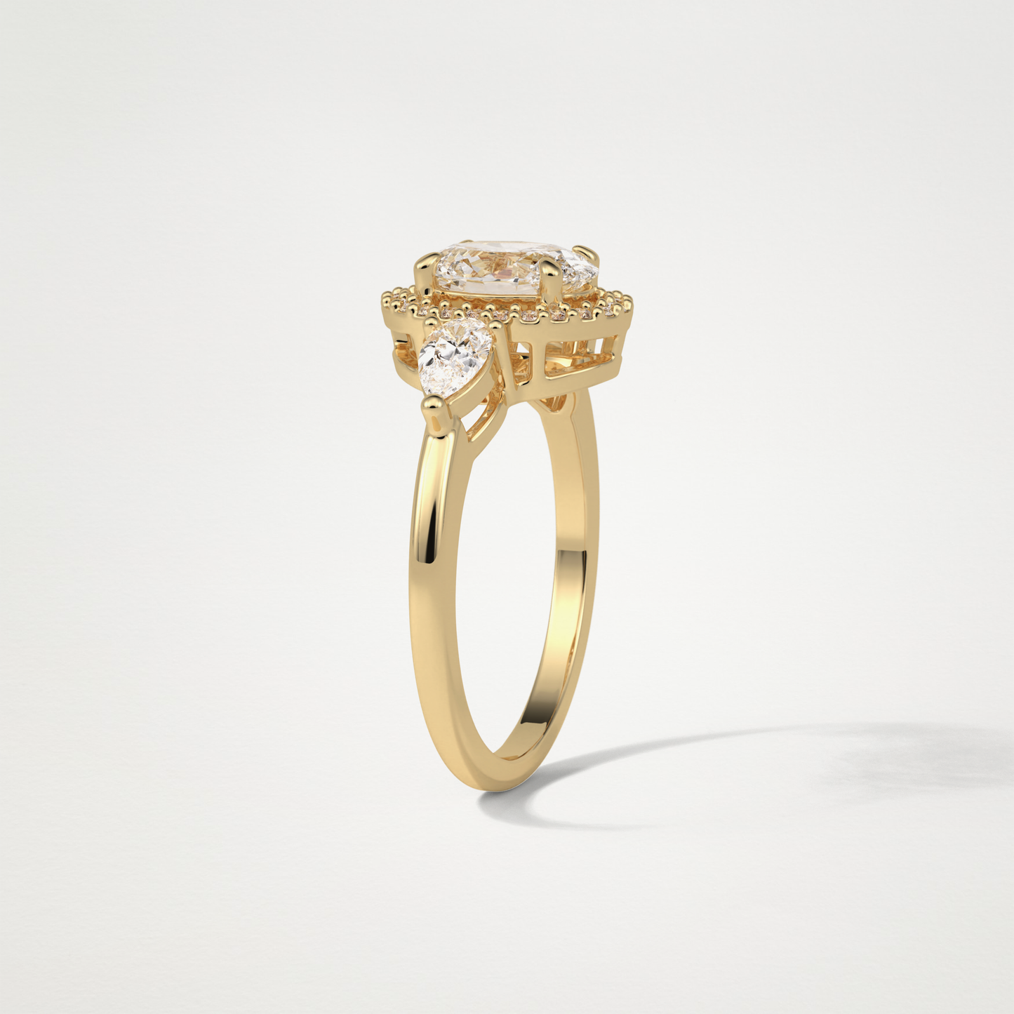 Oval Halo & Three Stones Lab Grown Diamond Engagement Ring