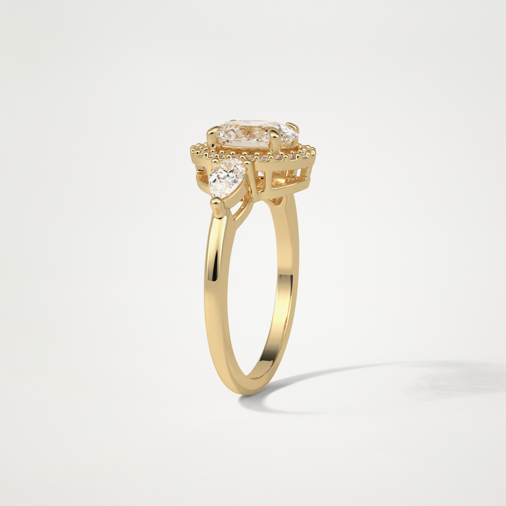 Oval Halo & Three Stones Lab Grown Diamond Engagement Ring