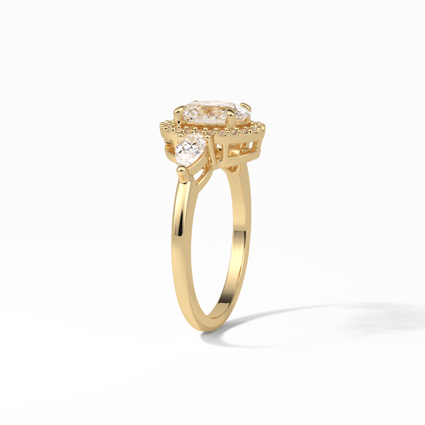 Oval Halo & Three Stones Lab Grown Diamond Engagement Ring