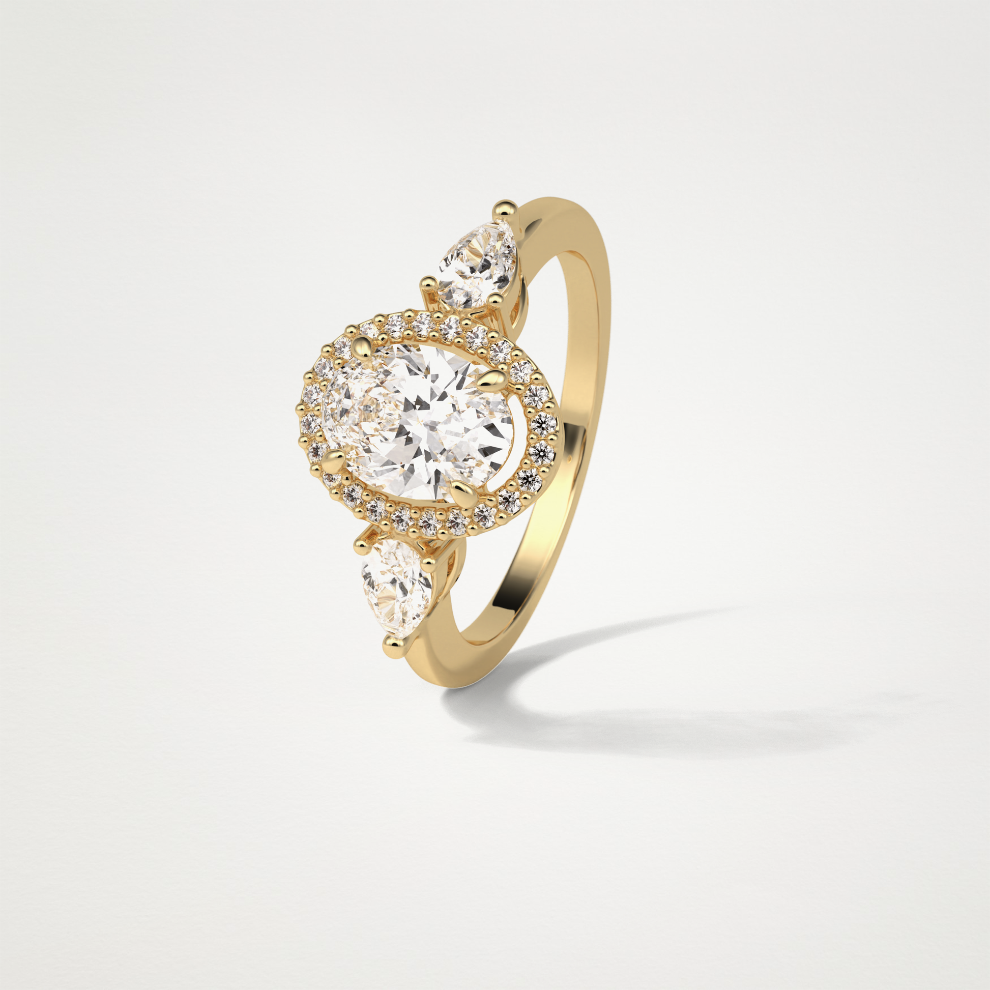 Oval Halo & Three Stones Lab Grown Diamond Engagement Ring