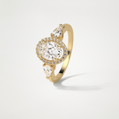 Oval Halo & Three Stones Lab Grown Diamond Engagement Ring