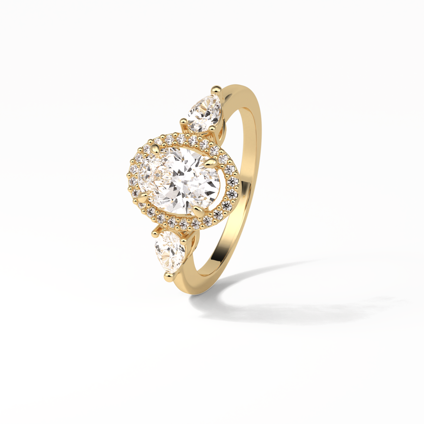 Oval Halo & Three Stones Lab Grown Diamond Engagement Ring