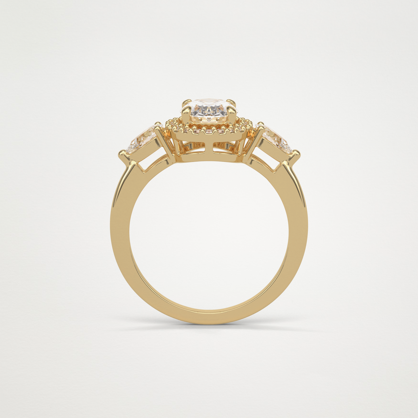 Oval Halo & Three Stones Lab Grown Diamond Engagement Ring