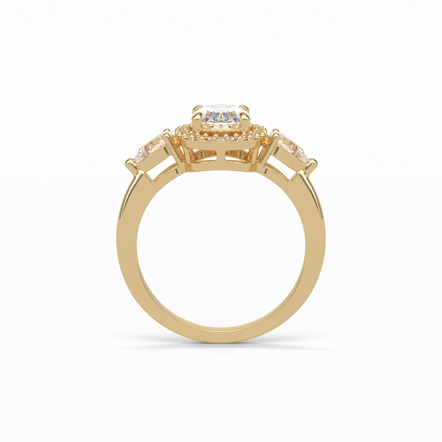 Oval Halo & Three Stones Lab Grown Diamond Engagement Ring