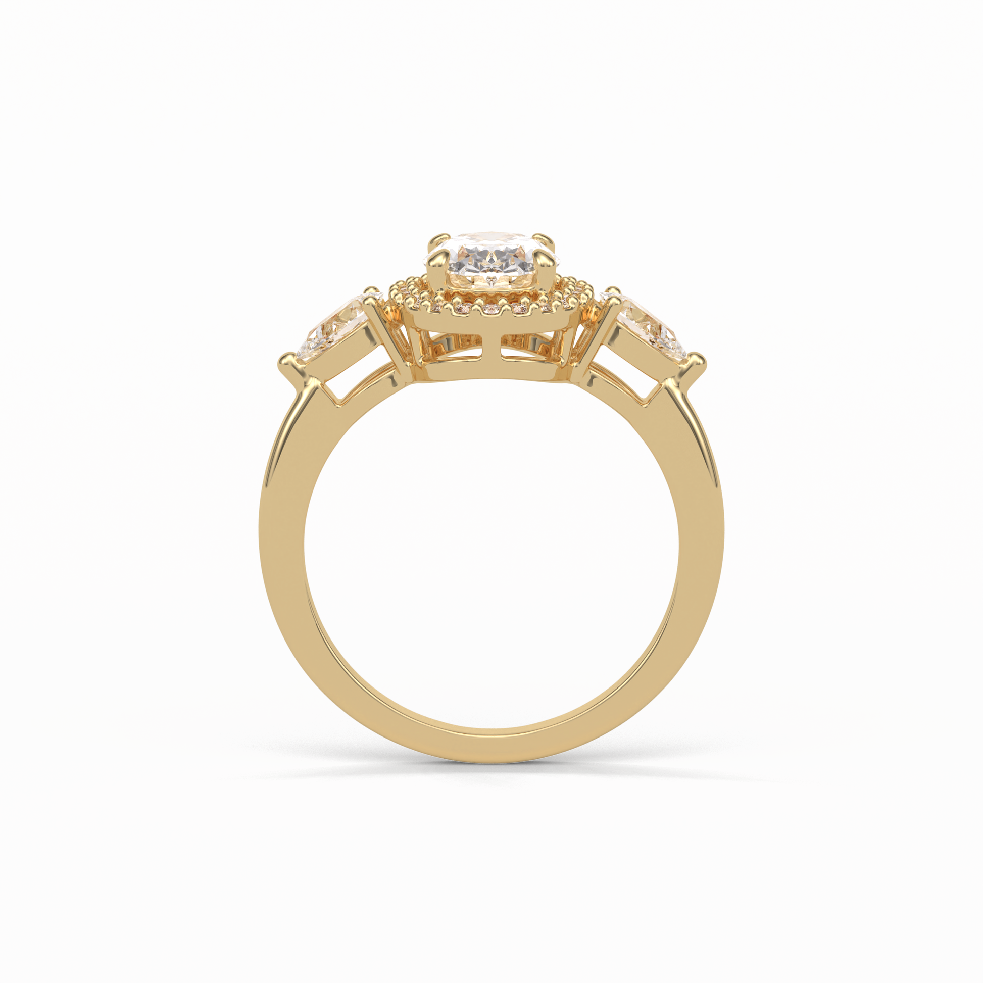 Oval Halo & Three Stones Lab Grown Diamond Engagement Ring